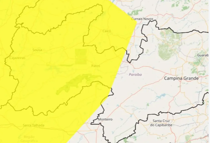 Inmet renova alerta de baixa umidade para 92 cidades da Paraíba; todo o Sertão está em atenção